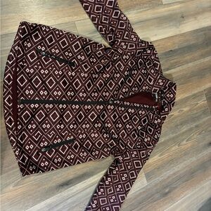 RANK•45 Elegant Burgundy Geometric Blazer